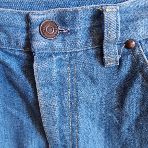 30x31 Vintage Bootcut Jeans 1970's Distress Orange Stitching Flappy Hippy usa - Picture 4 of 11